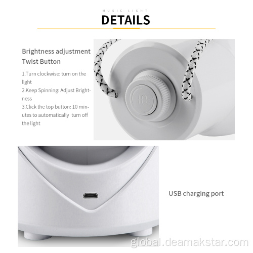  Charging Bedside lamp 1200 mAh Portable Led Lantern Lamp with Music Supplier